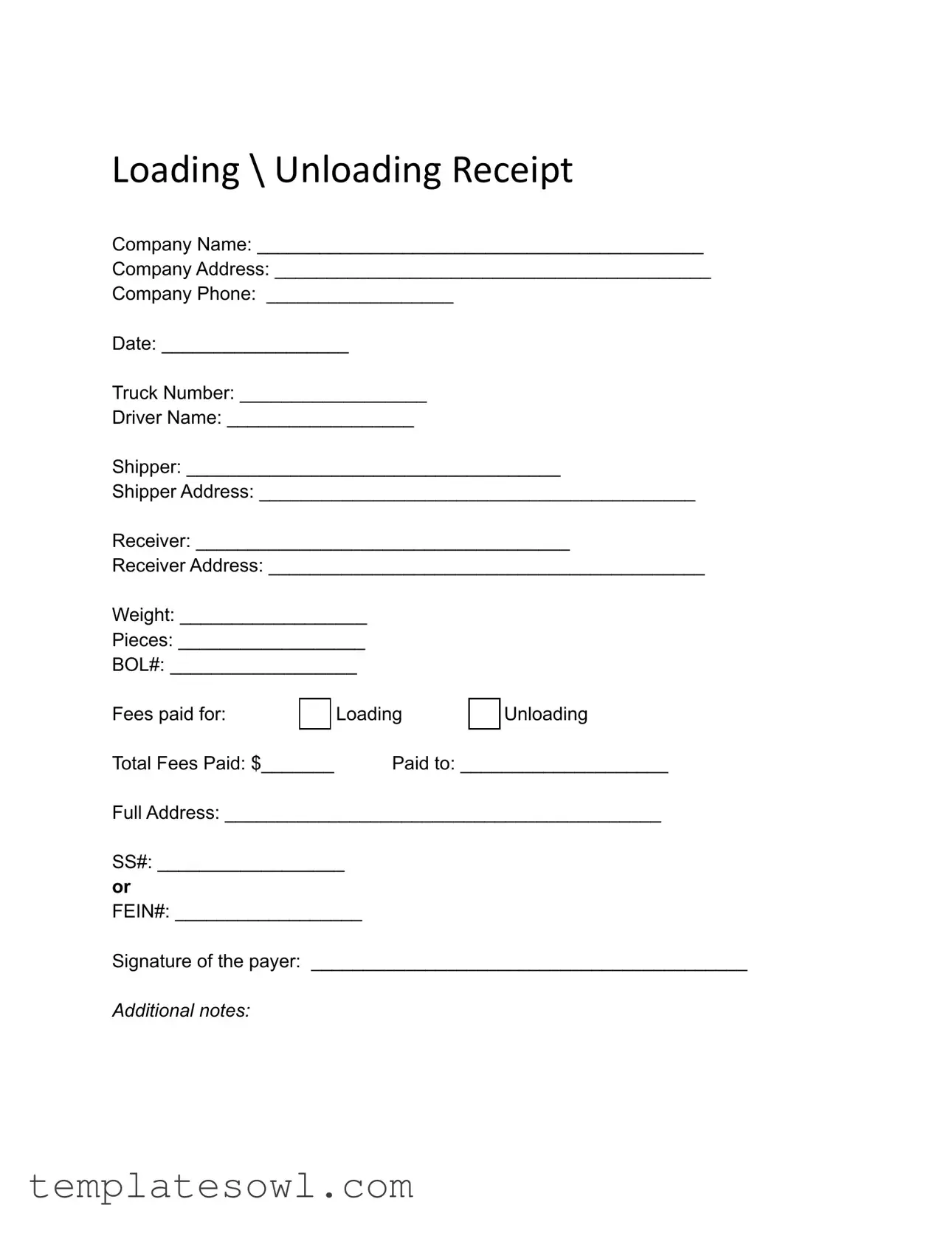 Fill Out Your Lumper Receipt Form