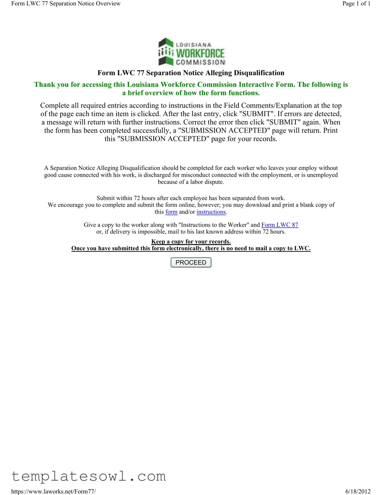 Fill Out Your Lwc 77 Form