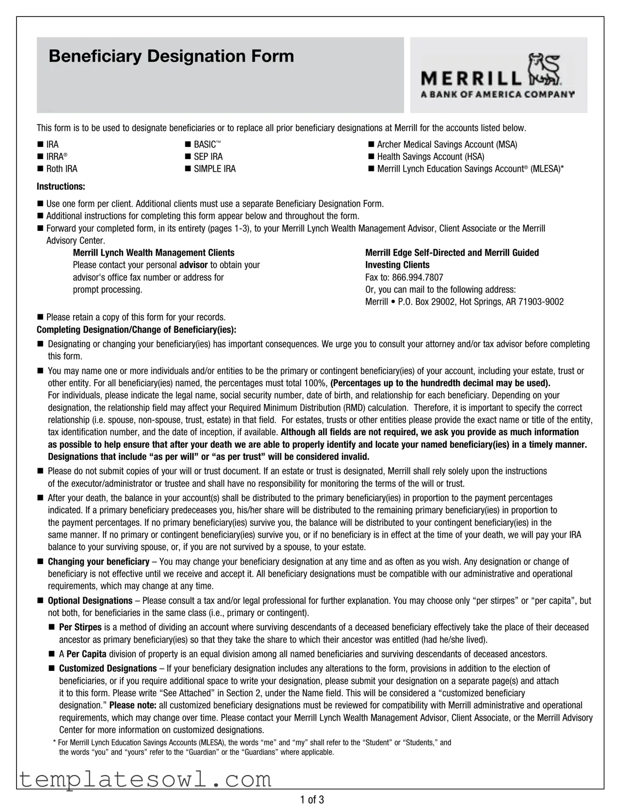 Fill Out Your Lynch Beneficiary Designation Form