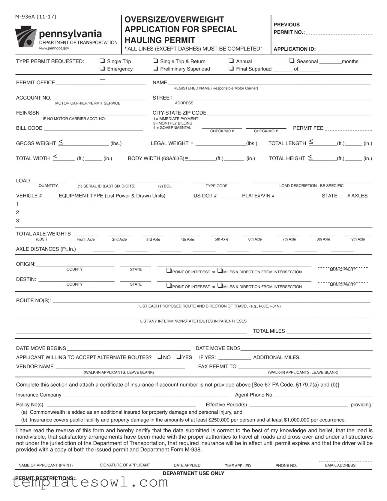 Fill Out Your M 936A Form