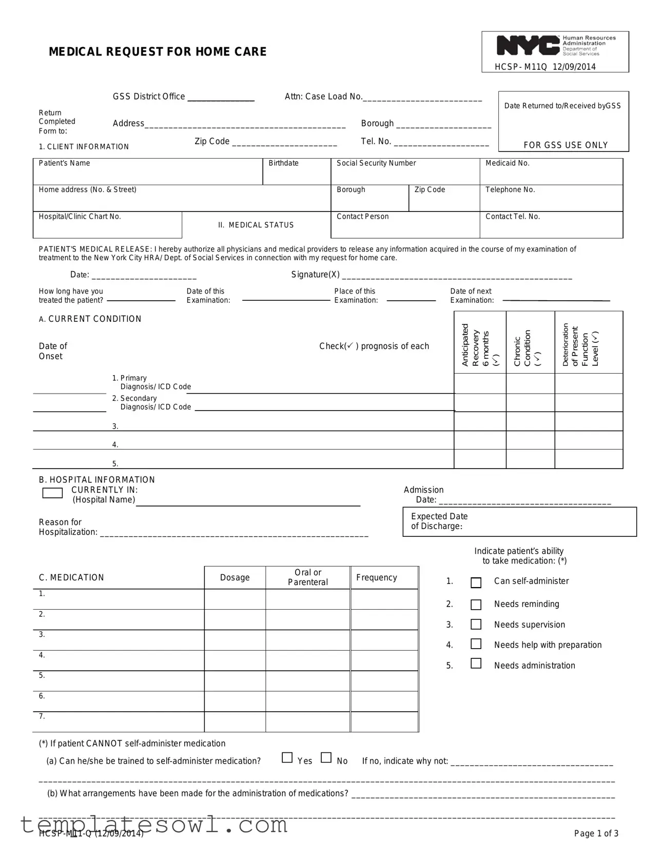 Fill Out Your M11Q Form