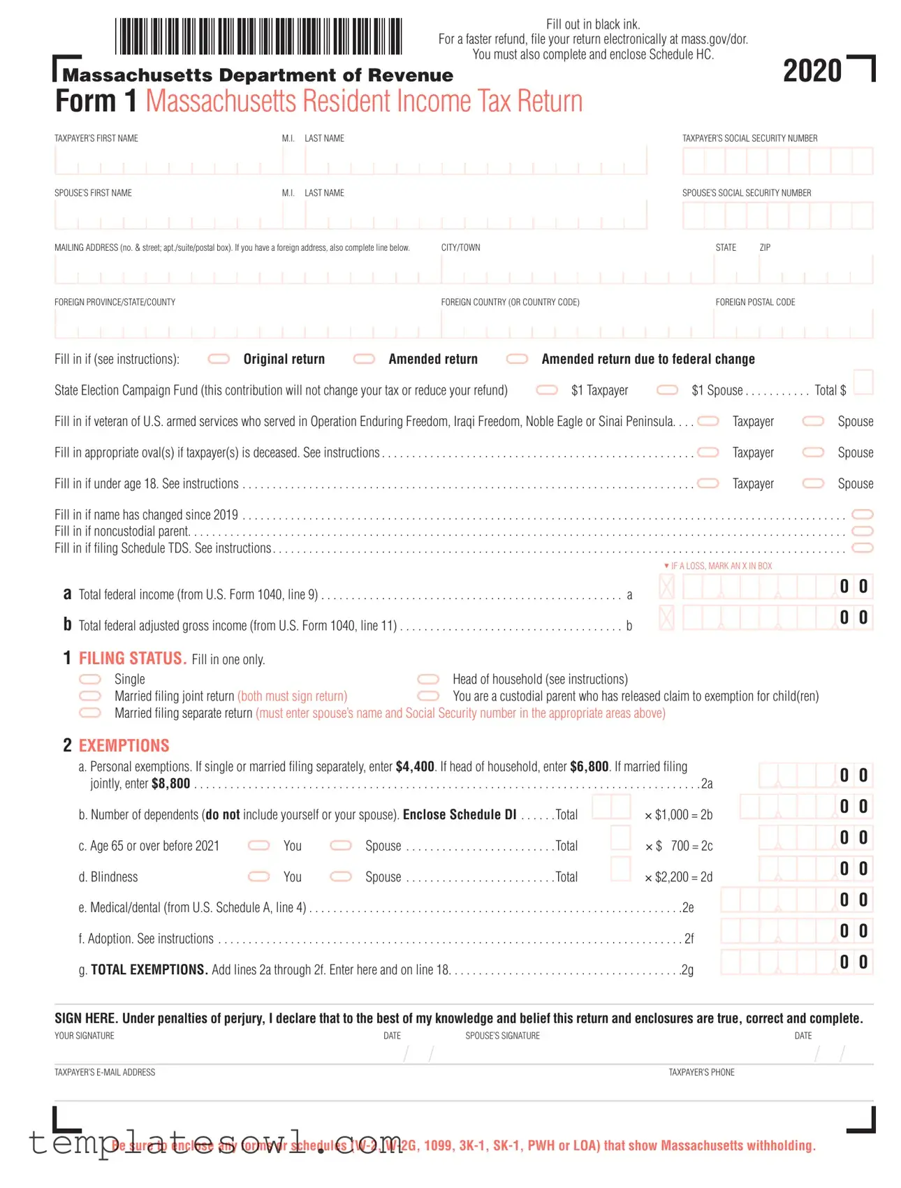 Fill Out Your Ma Resident Form