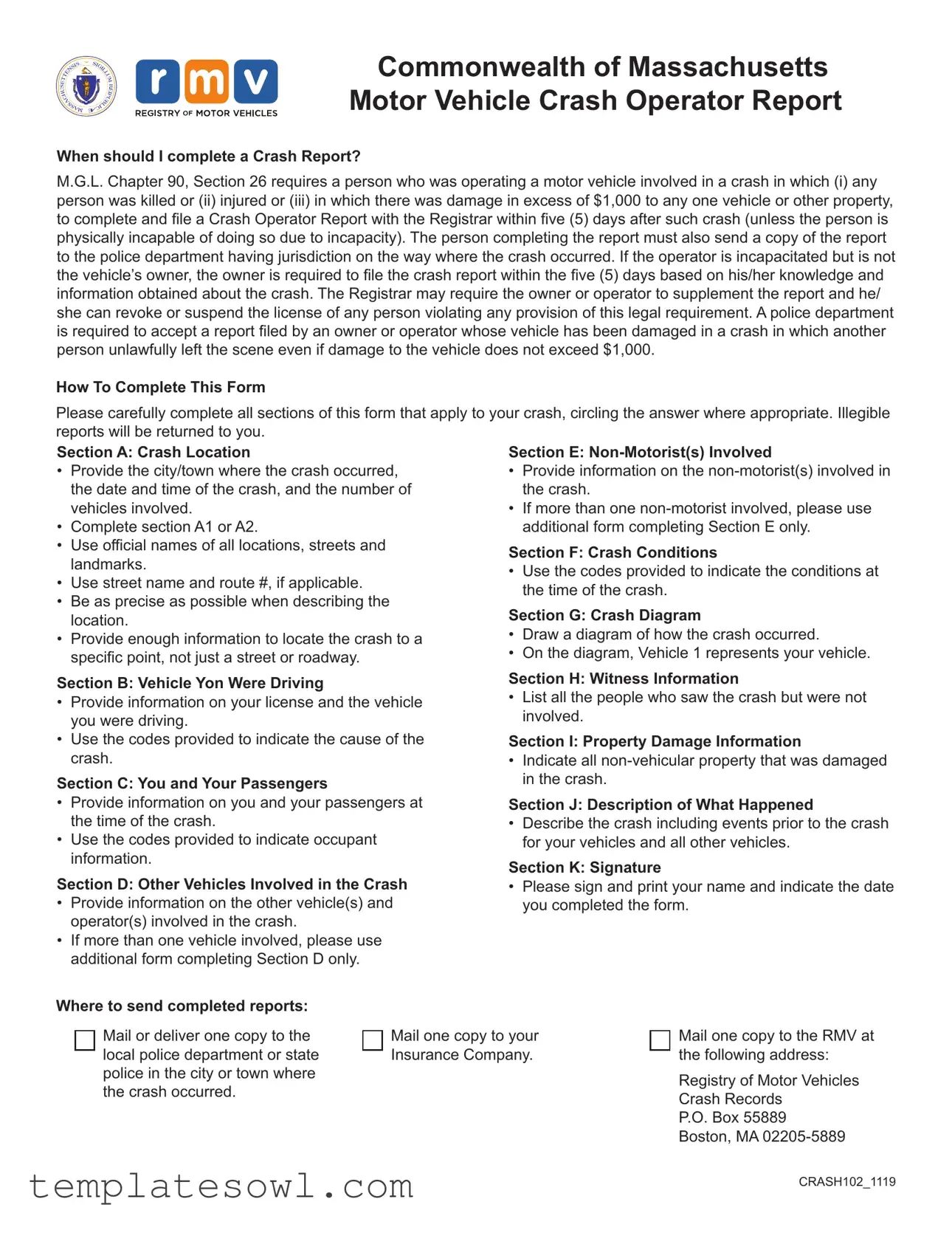 Fill Out Your Ma Vehicle Accident Report Form