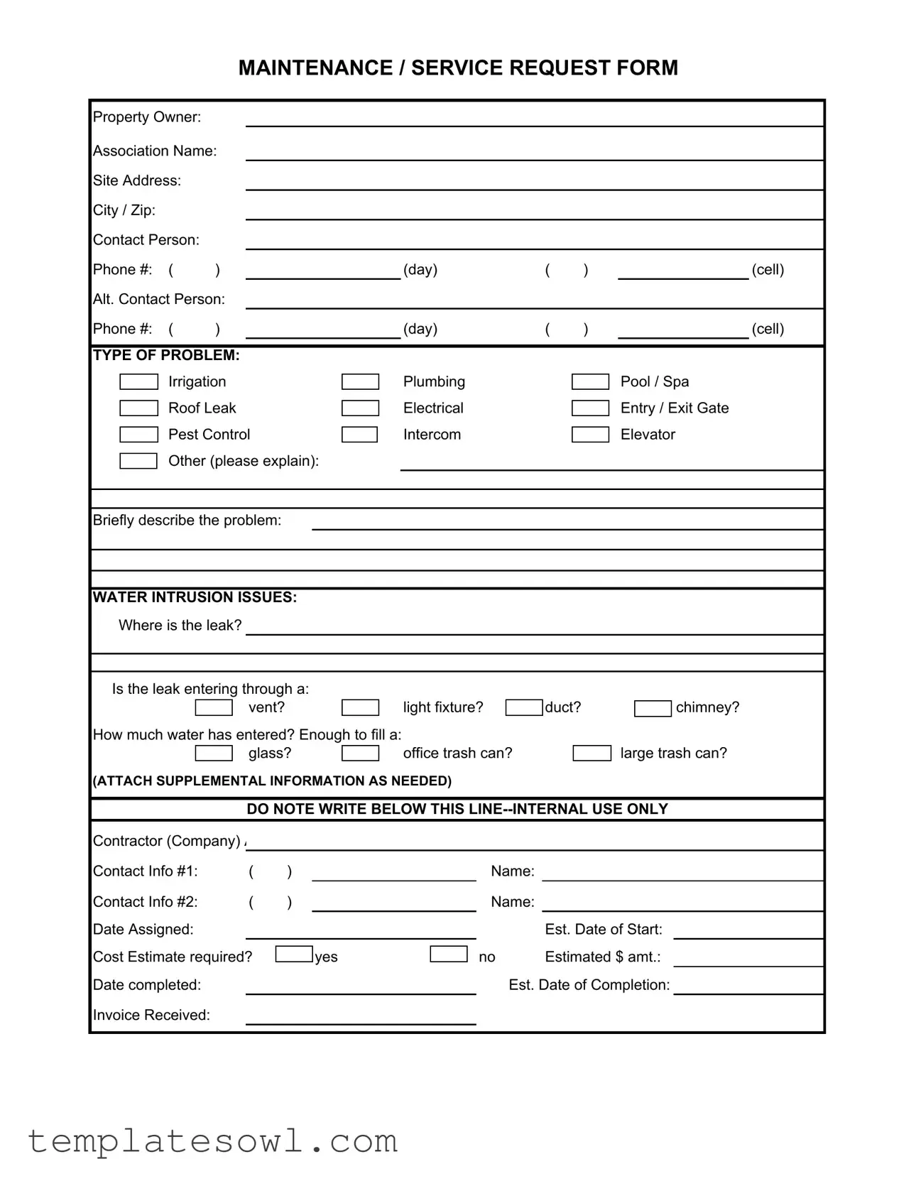 Fill Out Your Maintenance Request Form