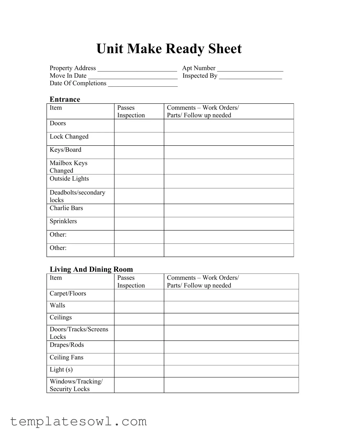 Fill Out Your Make Ready Checklist Form