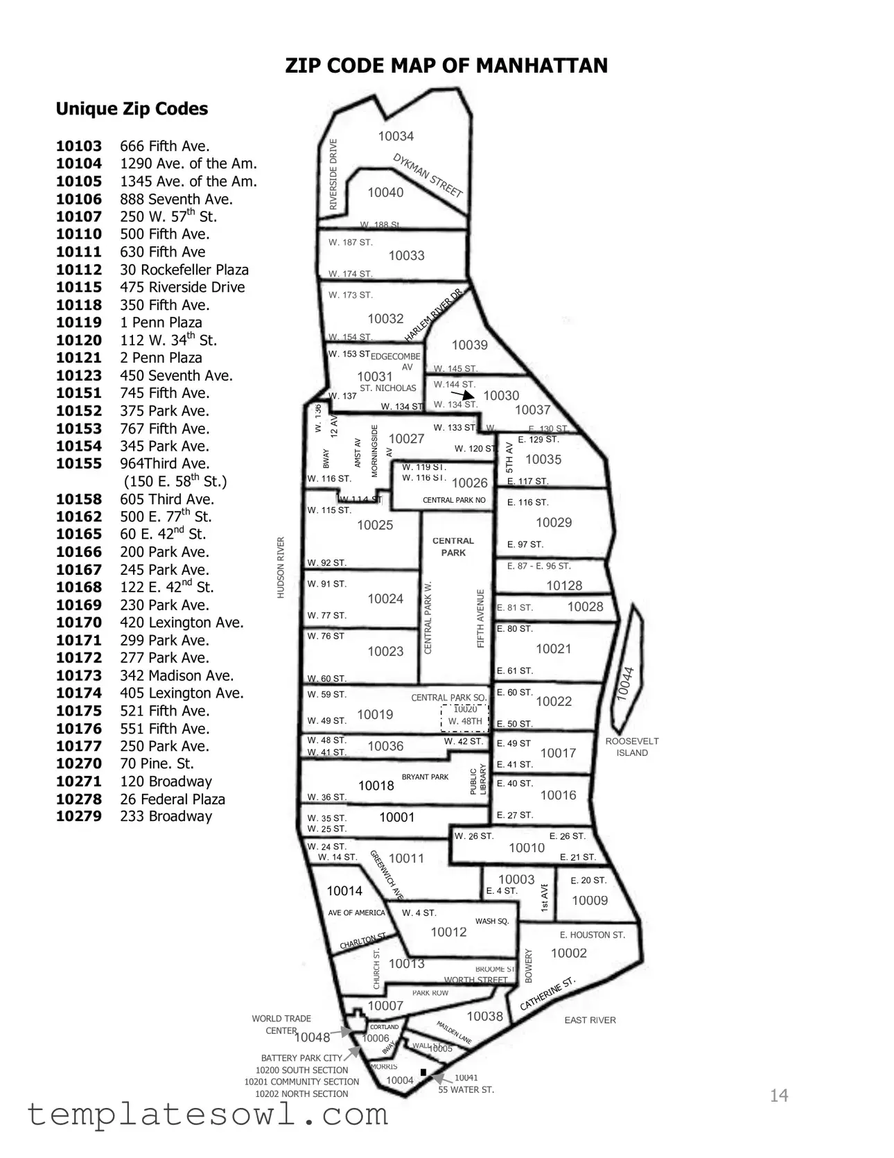 Fill Out Your Manhattan Zip Code Map Form