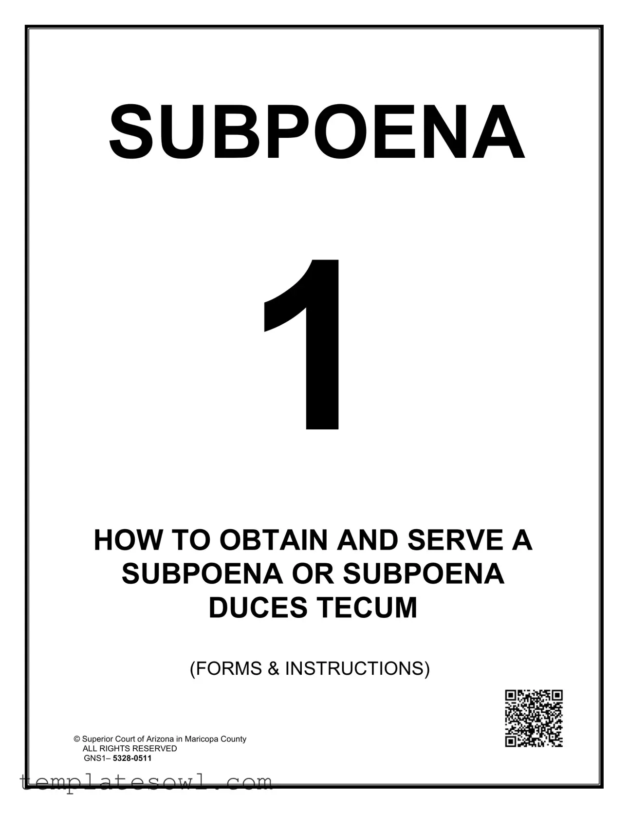 Fill Out Your Maricopa Subpoena Form