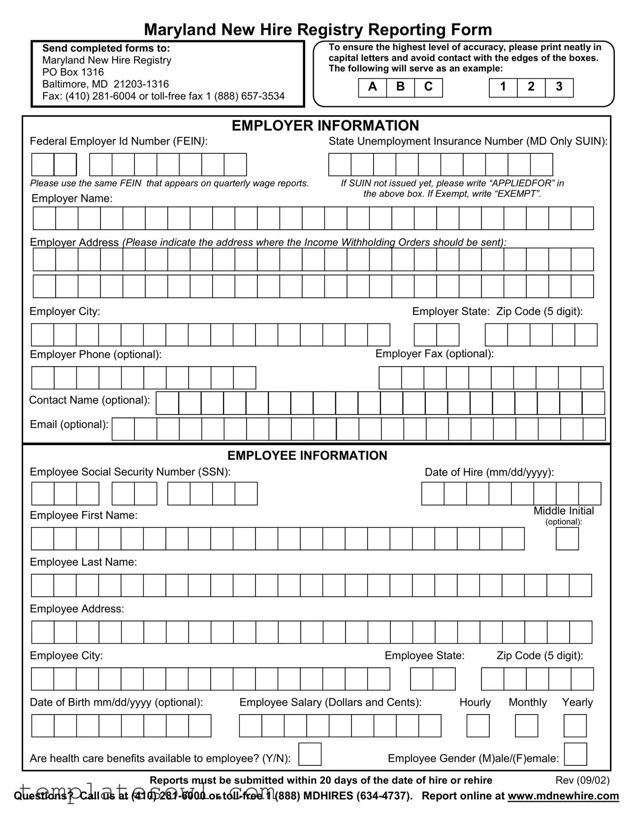 Fill Out Your Maryland New Hire Form