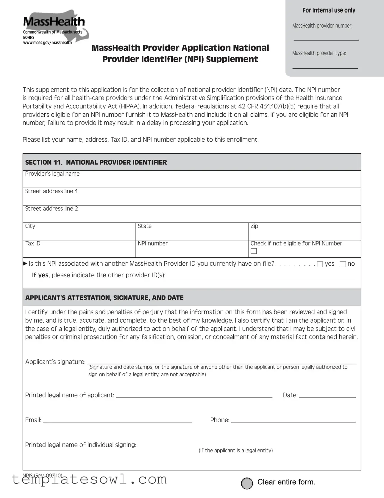 Fill Out Your Masshealth Npis Form