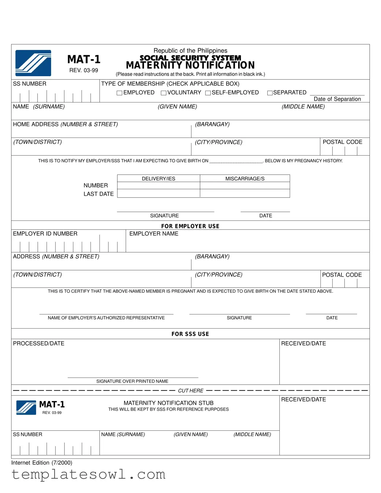 Fill Out Your Mat 1 Form