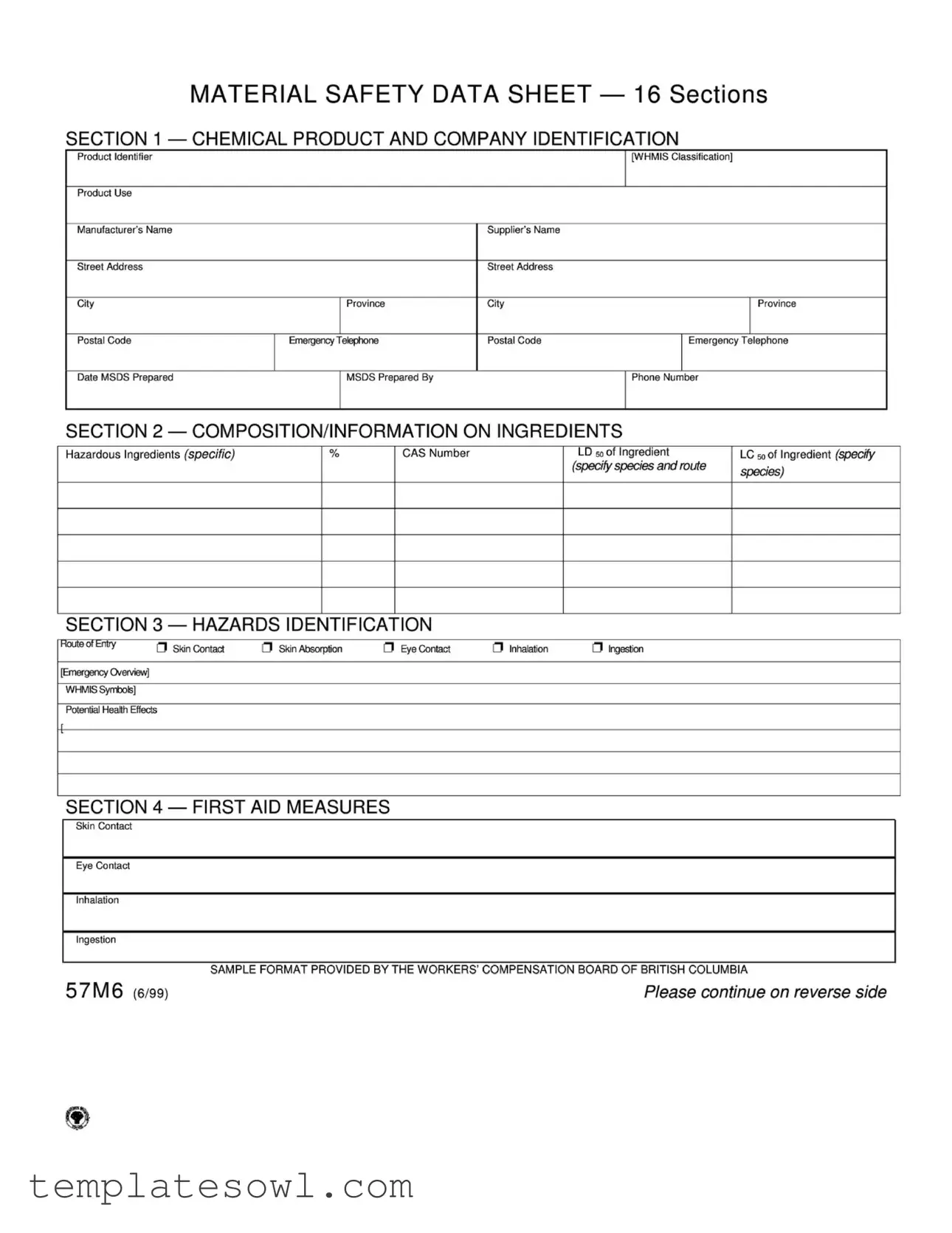 Fill Out Your Material Safety Sheet Form