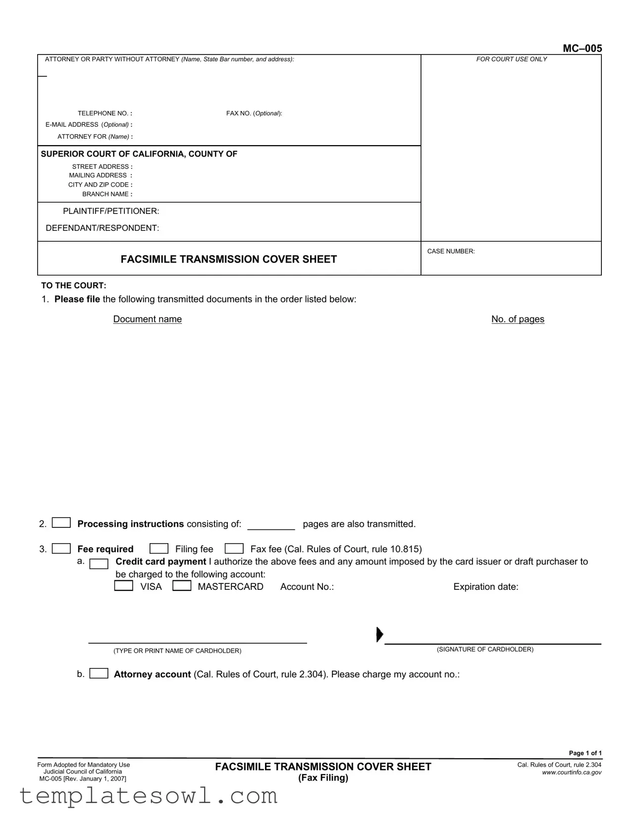 Fill Out Your Mc 005 Form