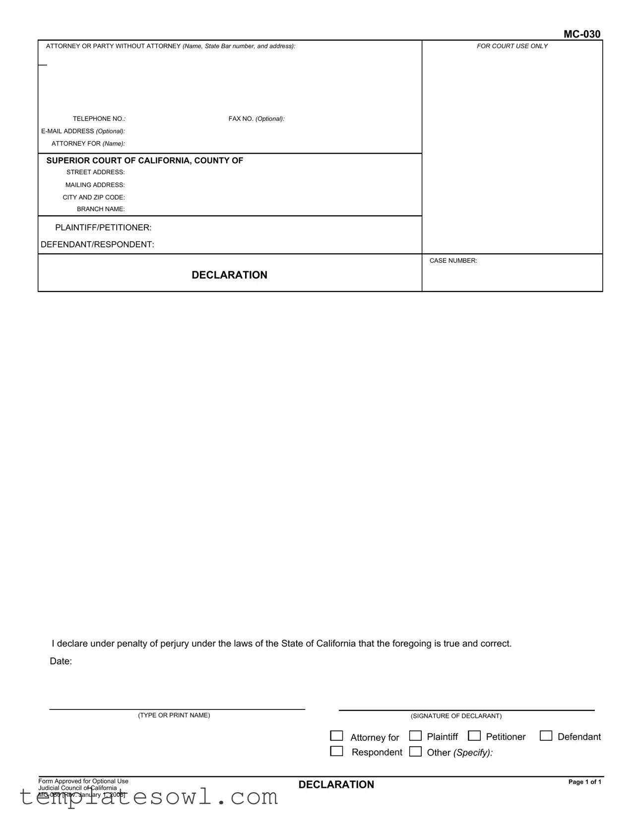 Fill Out Your Mc 030 Form