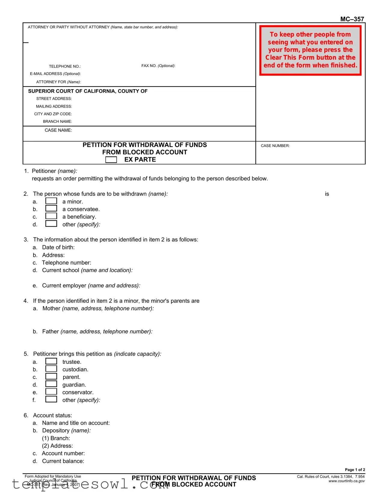 Fill Out Your Mc 357 Form