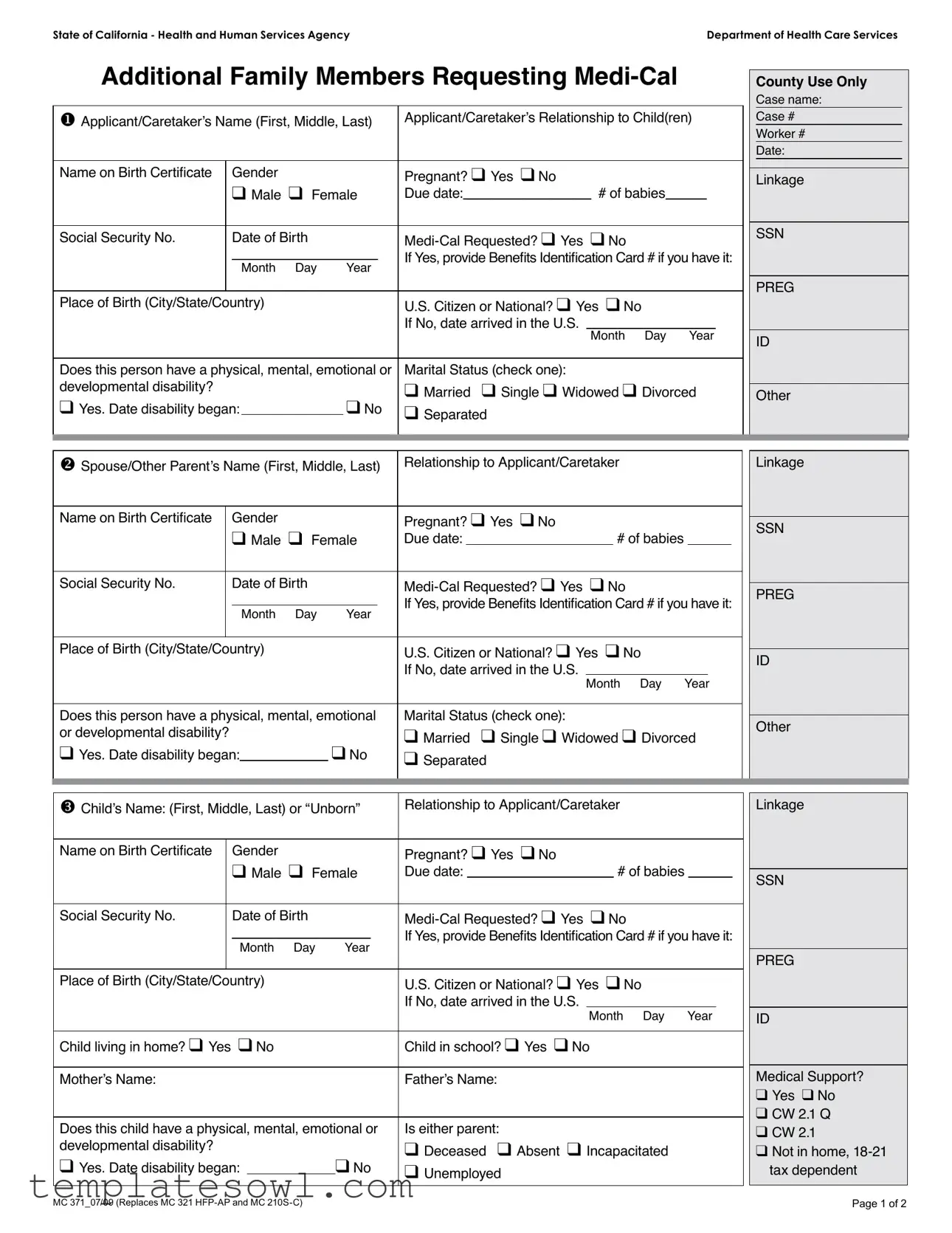Fill Out Your Mc 371 Form