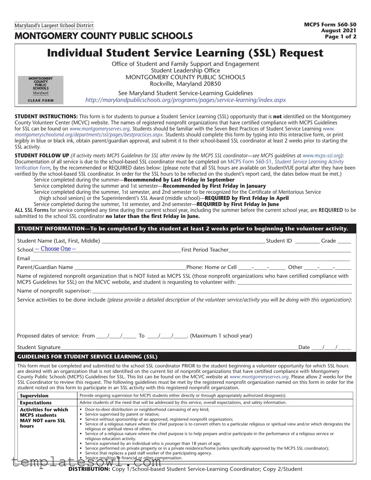 Fill Out Your Mcps 560 50 Form