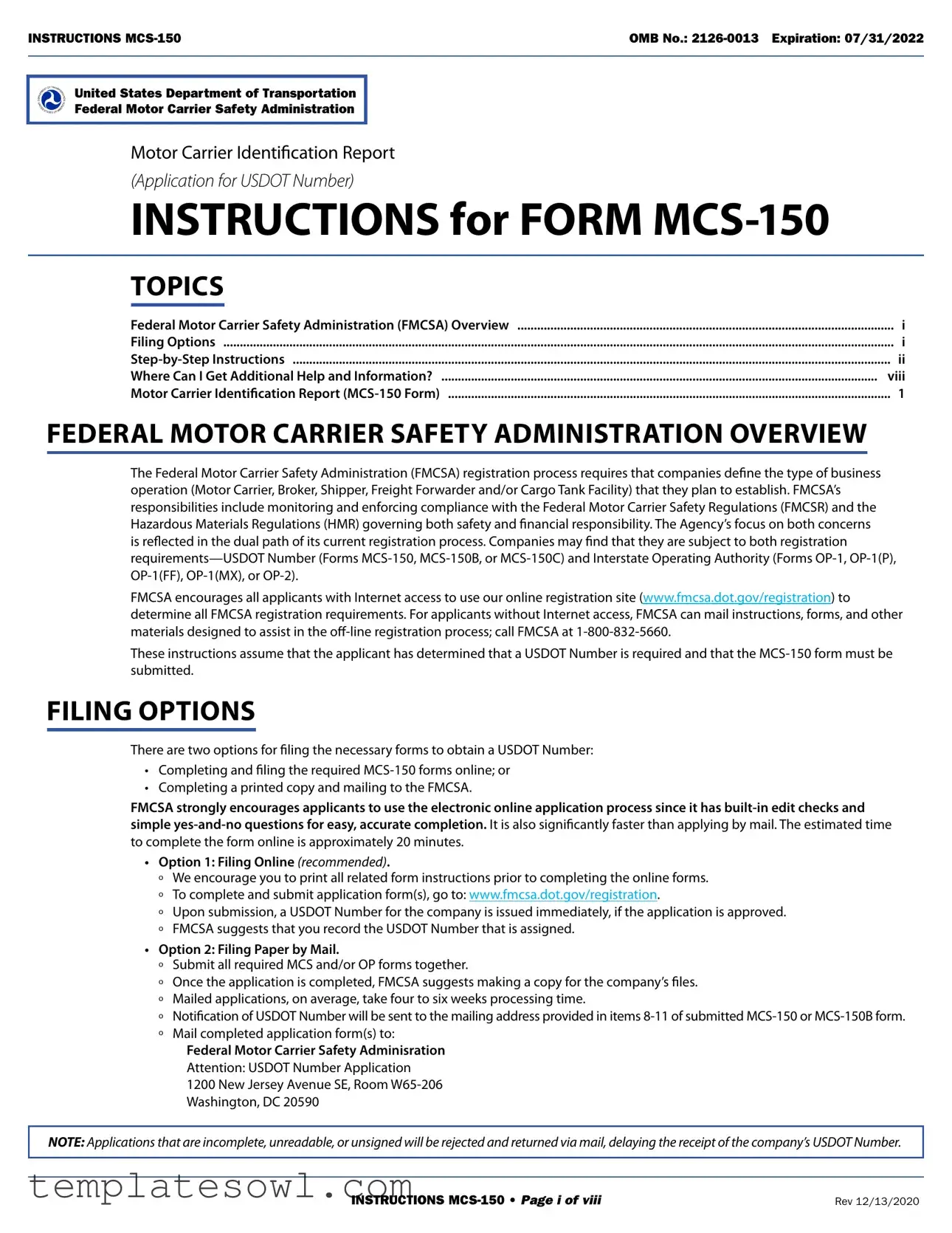 Fill Out Your Mcs150 Form