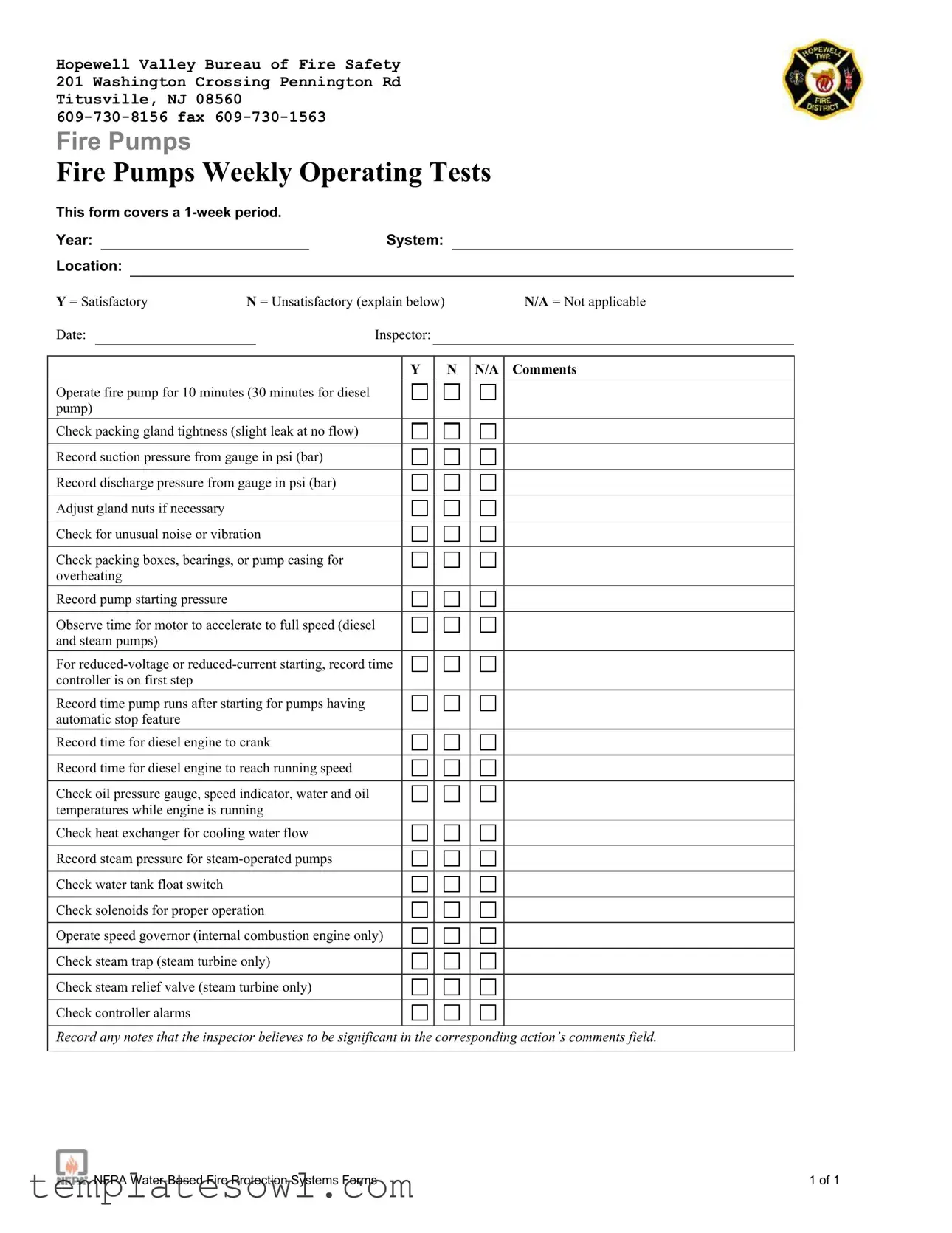 Fill Out Your Mechanical Pump Inspection Form