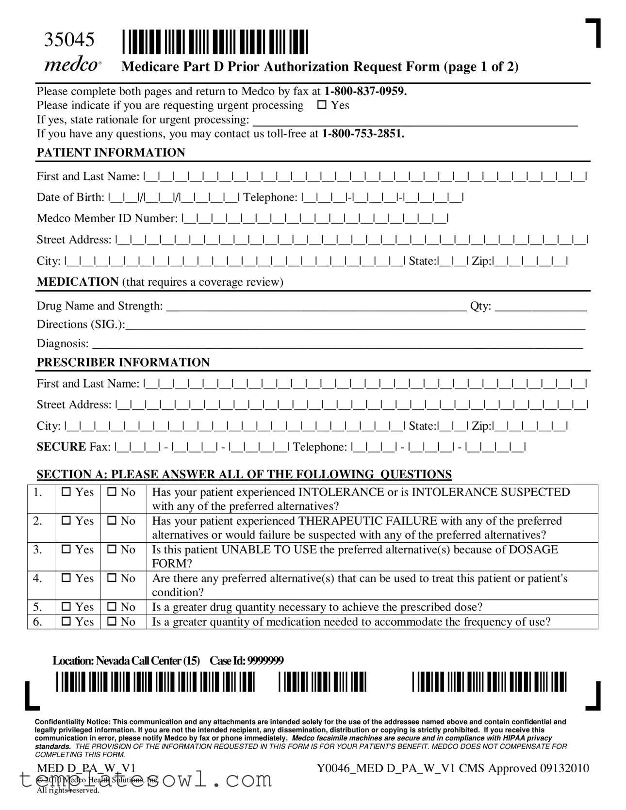 Fill Out Your Medco Health Form