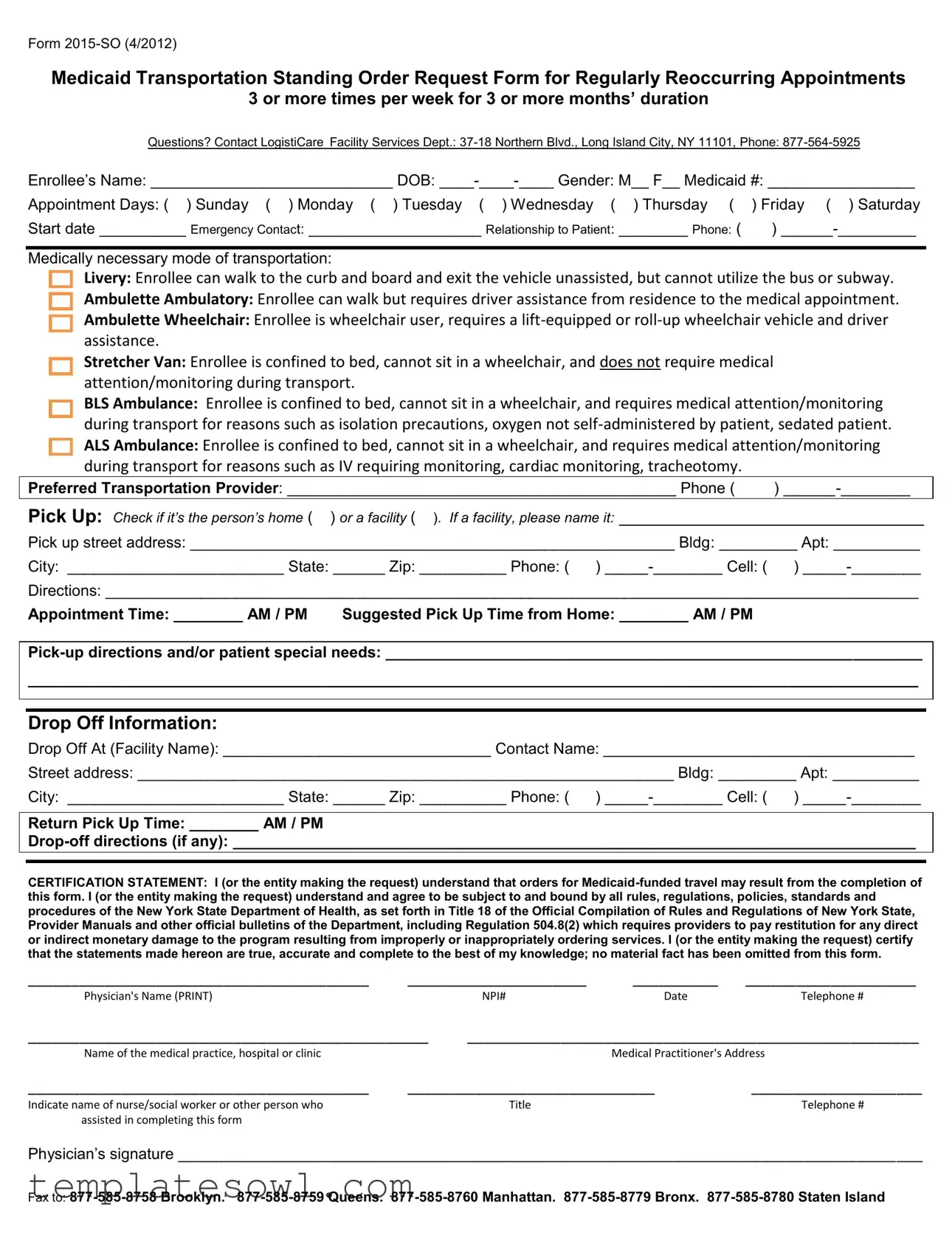 Fill Out Your Medicaid Standing Order Form
