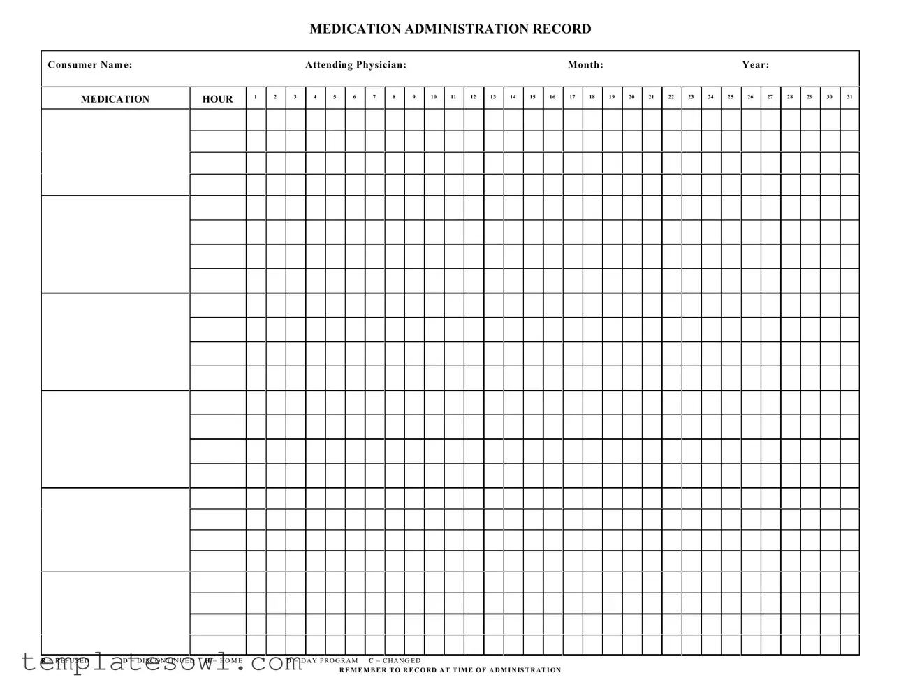 Fill Out Your Medication Administration Record Sheet Form