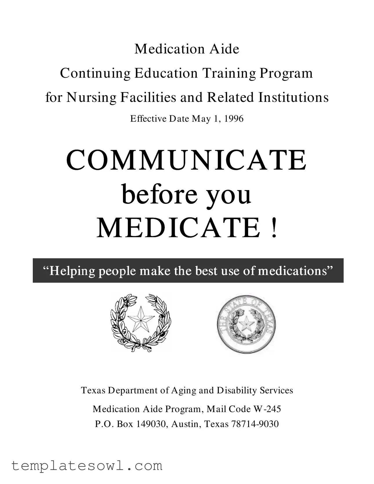 Fill Out Your Medication Aide Renewal In Texas Form