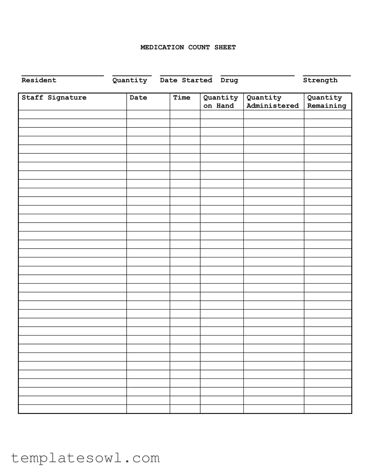 Fill Out Your Medication Count Sheet Form