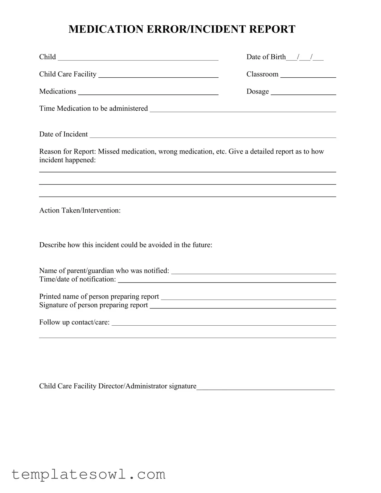 Fill Out Your Medication Incident Report Form