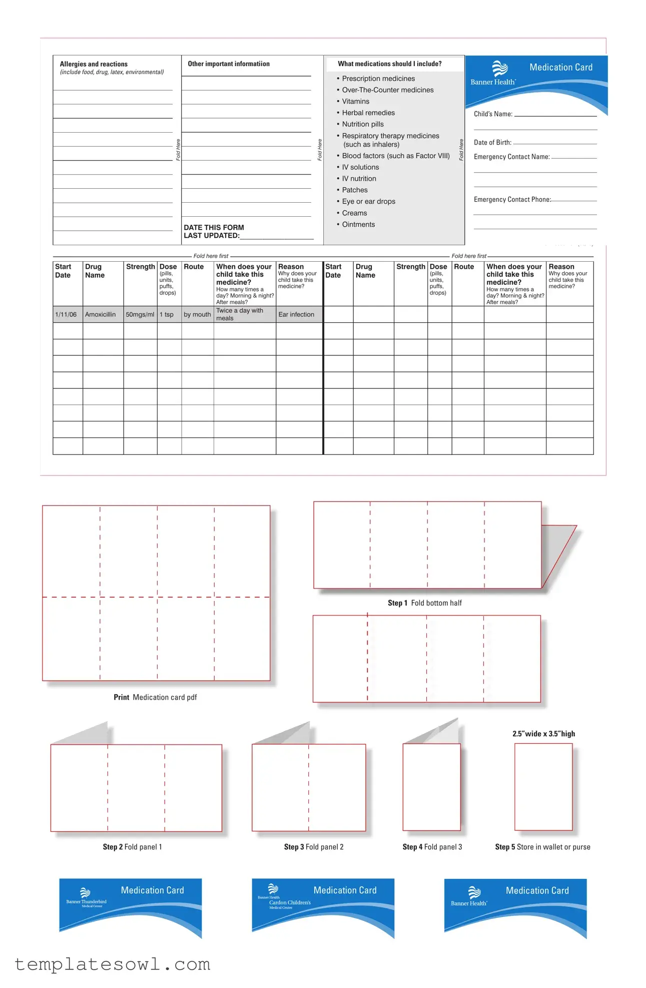 Fill Out Your Medication List For Wallet Form