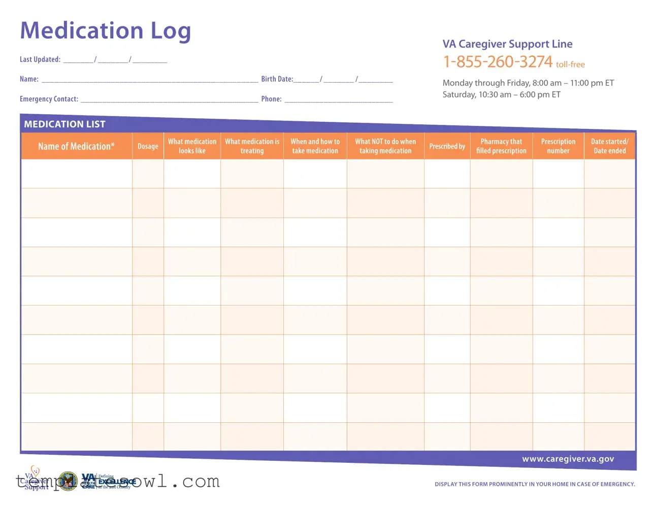 Fill Out Your Medication Log Form