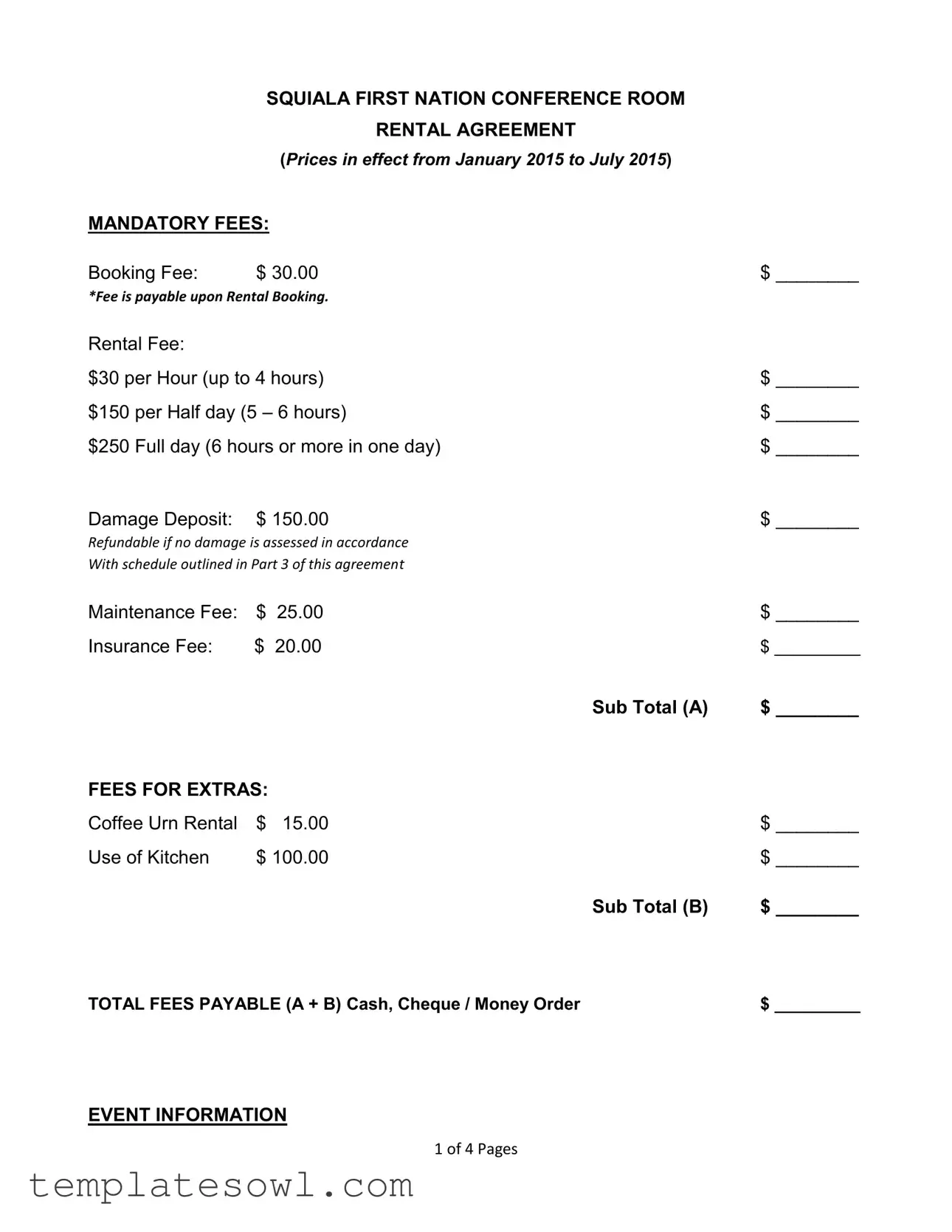 Fill Out Your Meeting Room Rental Agreement Form