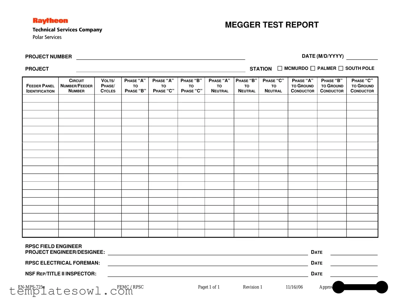 Fill Out Your Megger Test Form