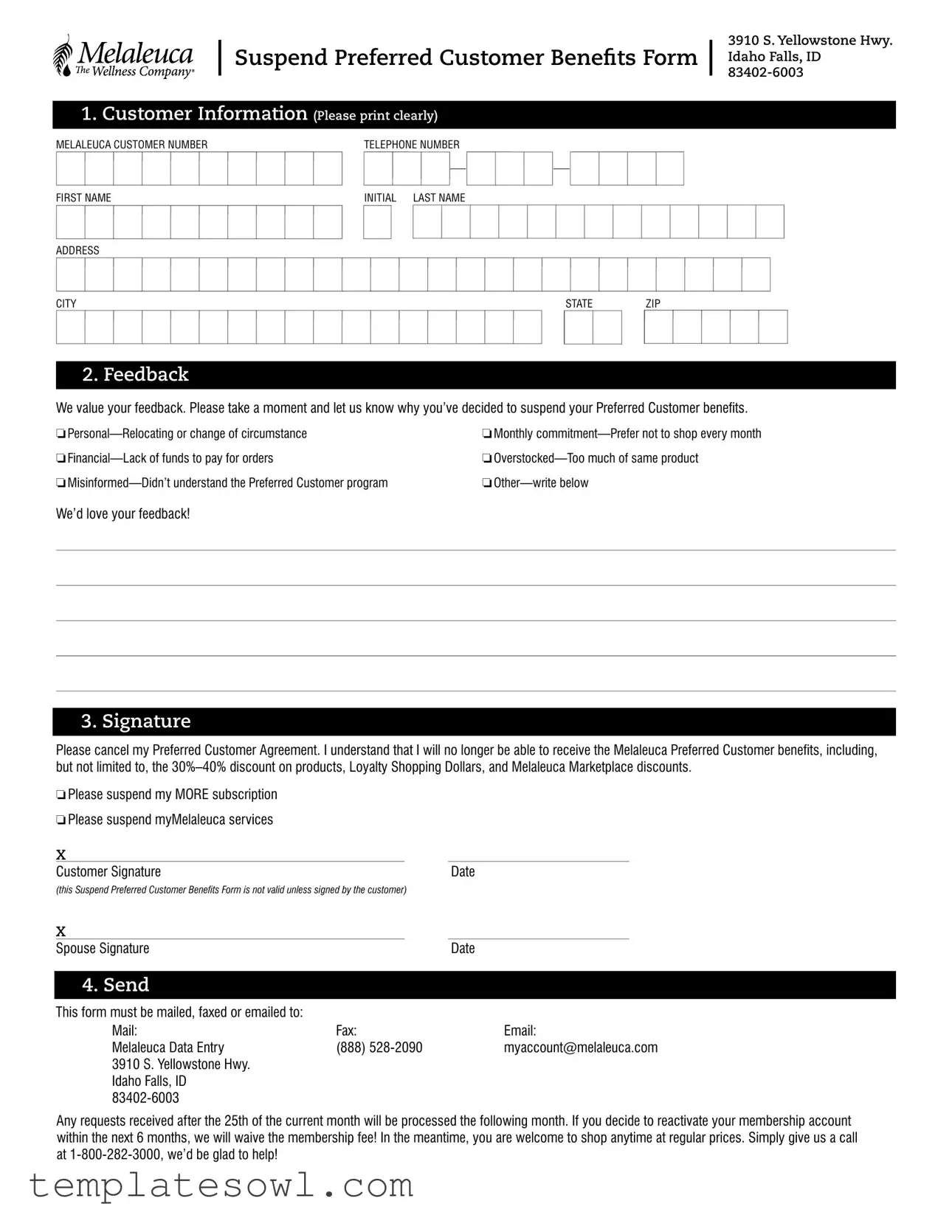 Fill Out Your Melaleuca Cancellation Form