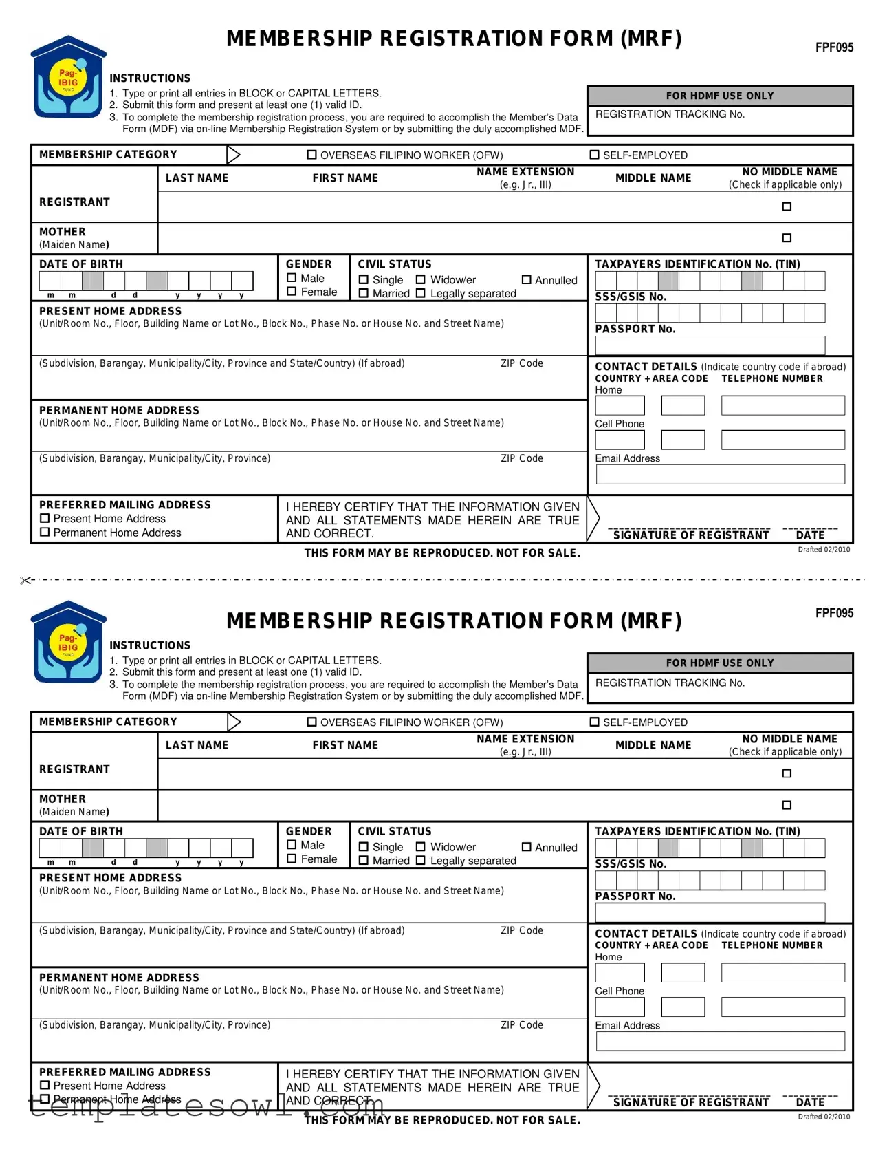 Fill Out Your Member Register Form