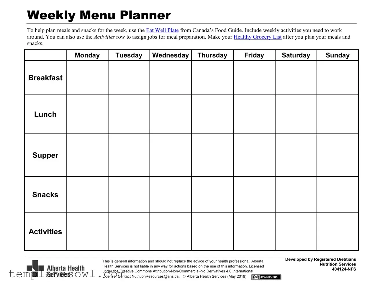 Fill Out Your Menu Form