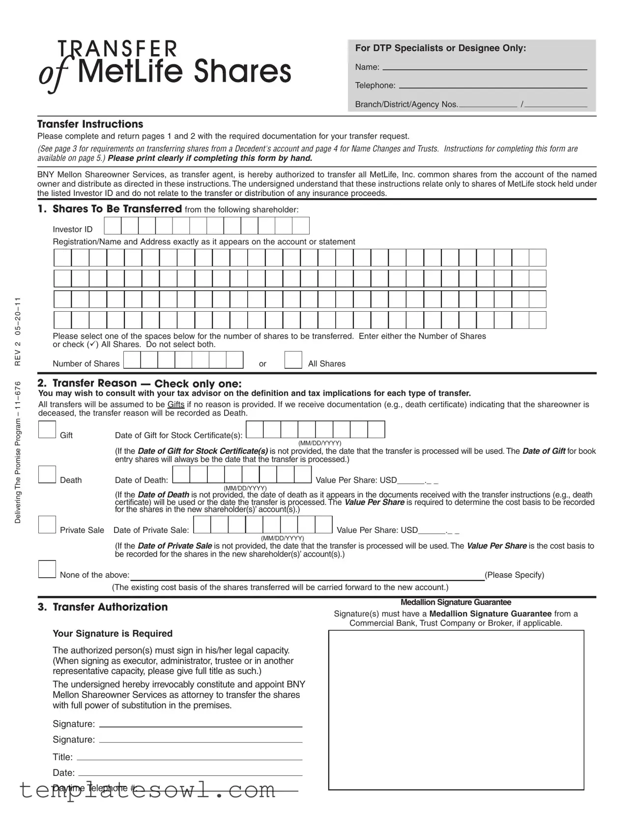 Fill Out Your Met Life Stock Transfer Form