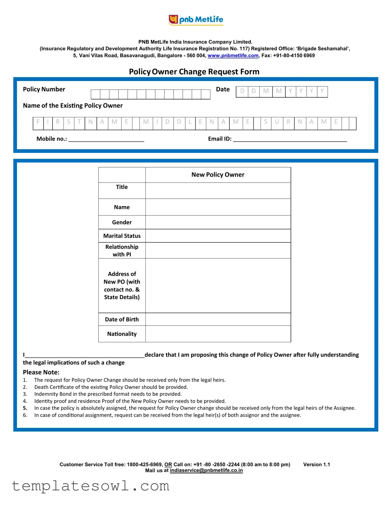Fill Out Your Metlife Ownership Form