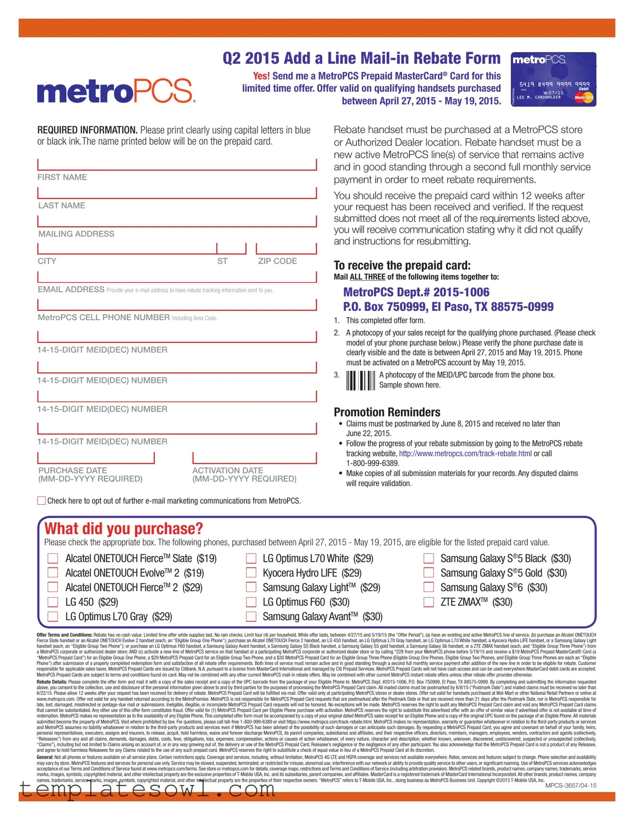 Fill Out Your Metro Pcs Rebate Form