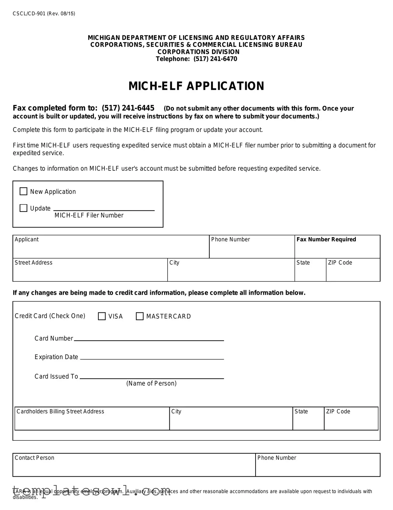 Fill Out Your Mich Elf Application Form