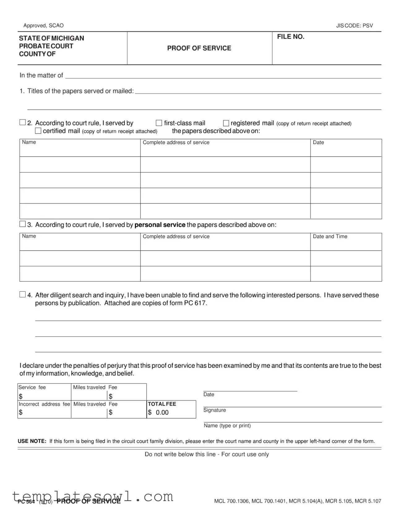 Fill Out Your Michigan Probate Form