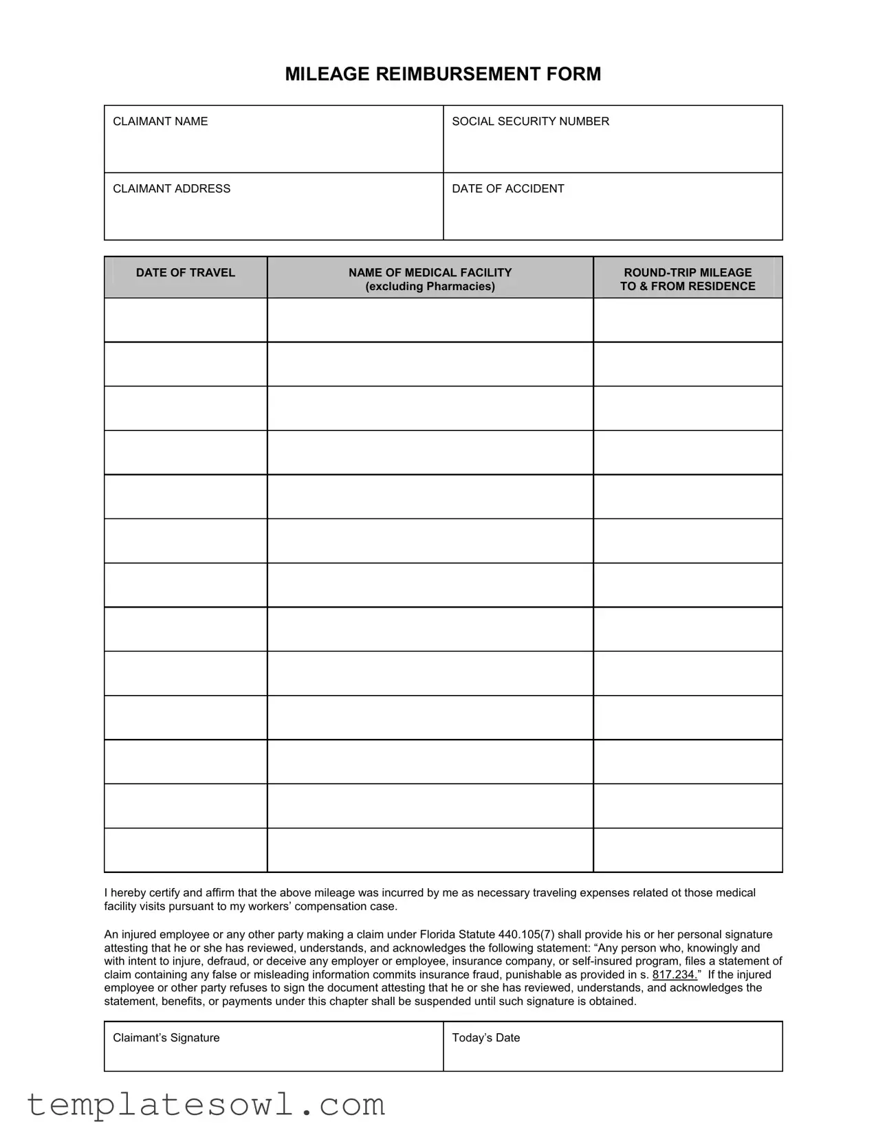 Fill Out Your Mileage Reimbursement Form