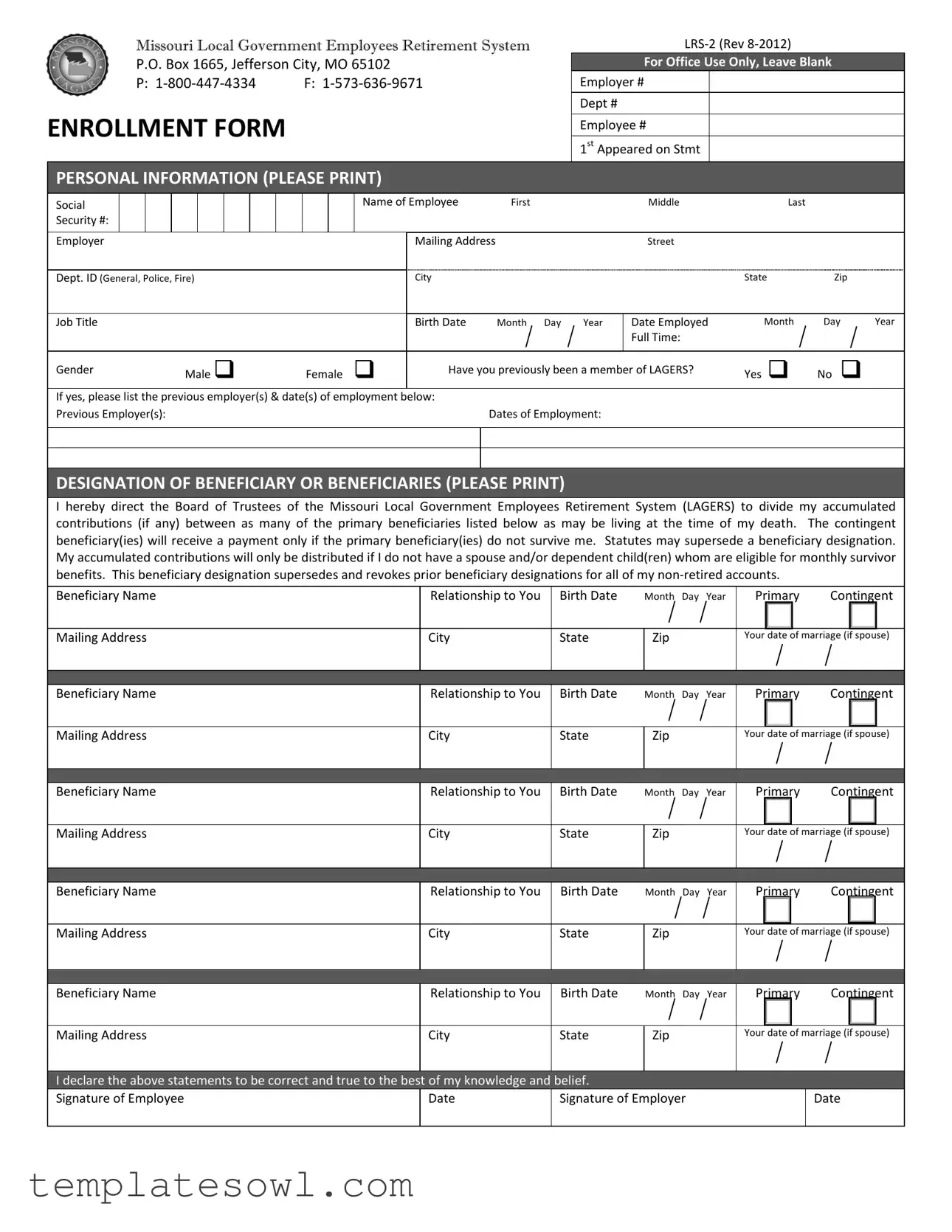 Fill Out Your Missouri Lrs 2 Form