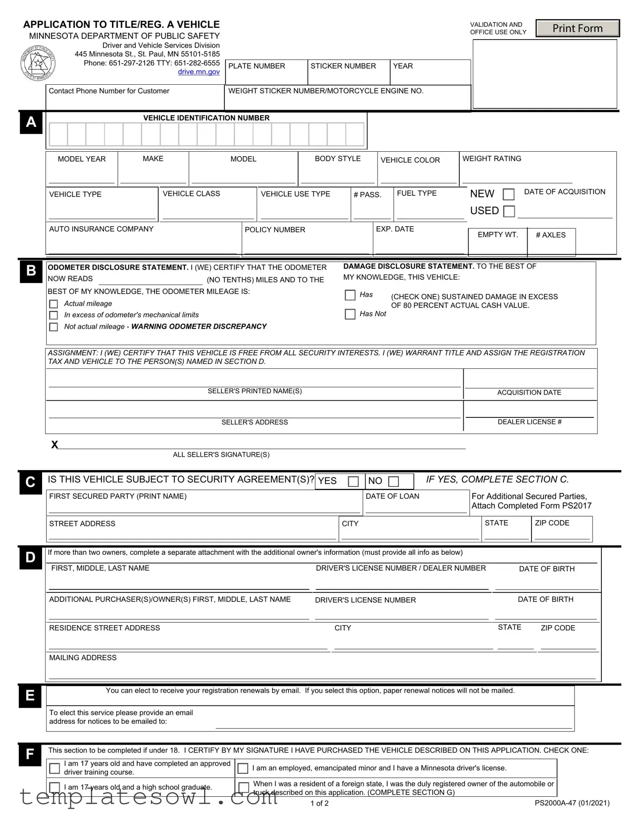 Fill Out Your Mn Dmv Form