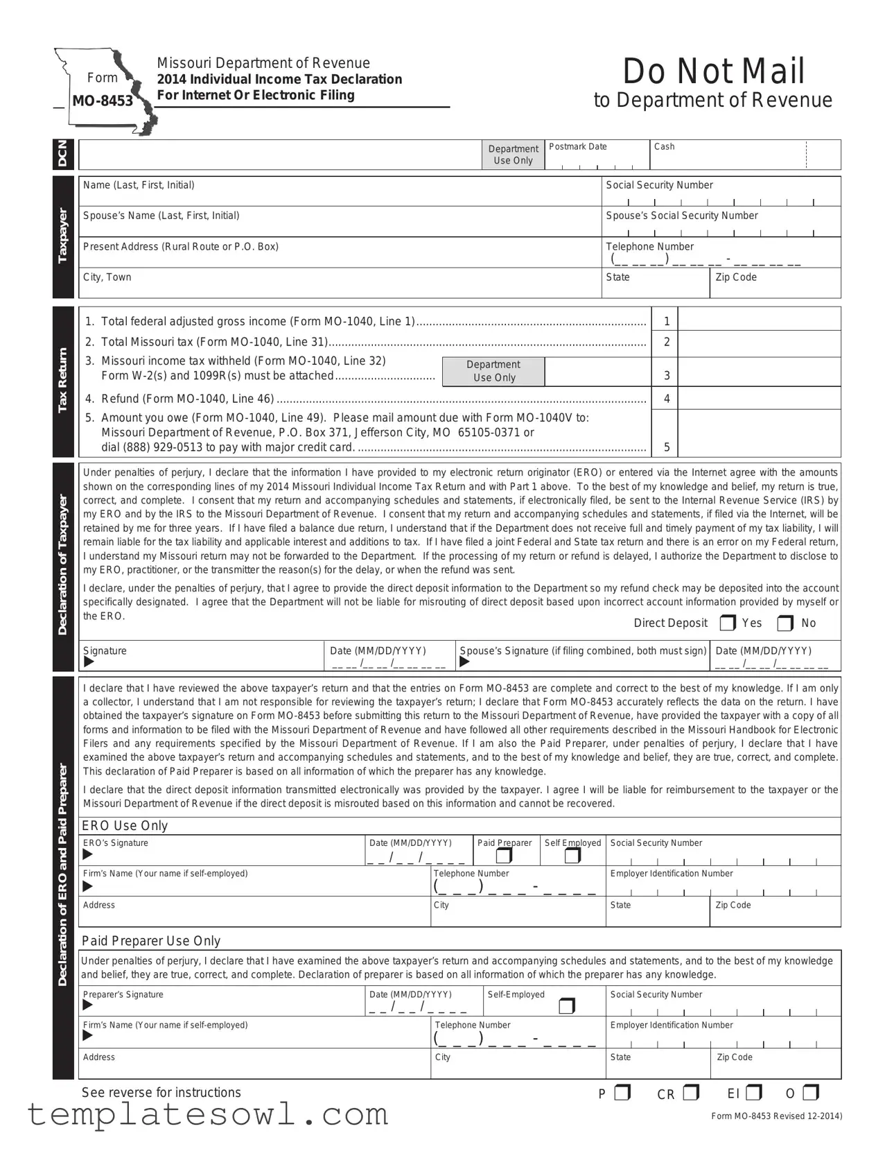 Fill Out Your Mo 8453 Form