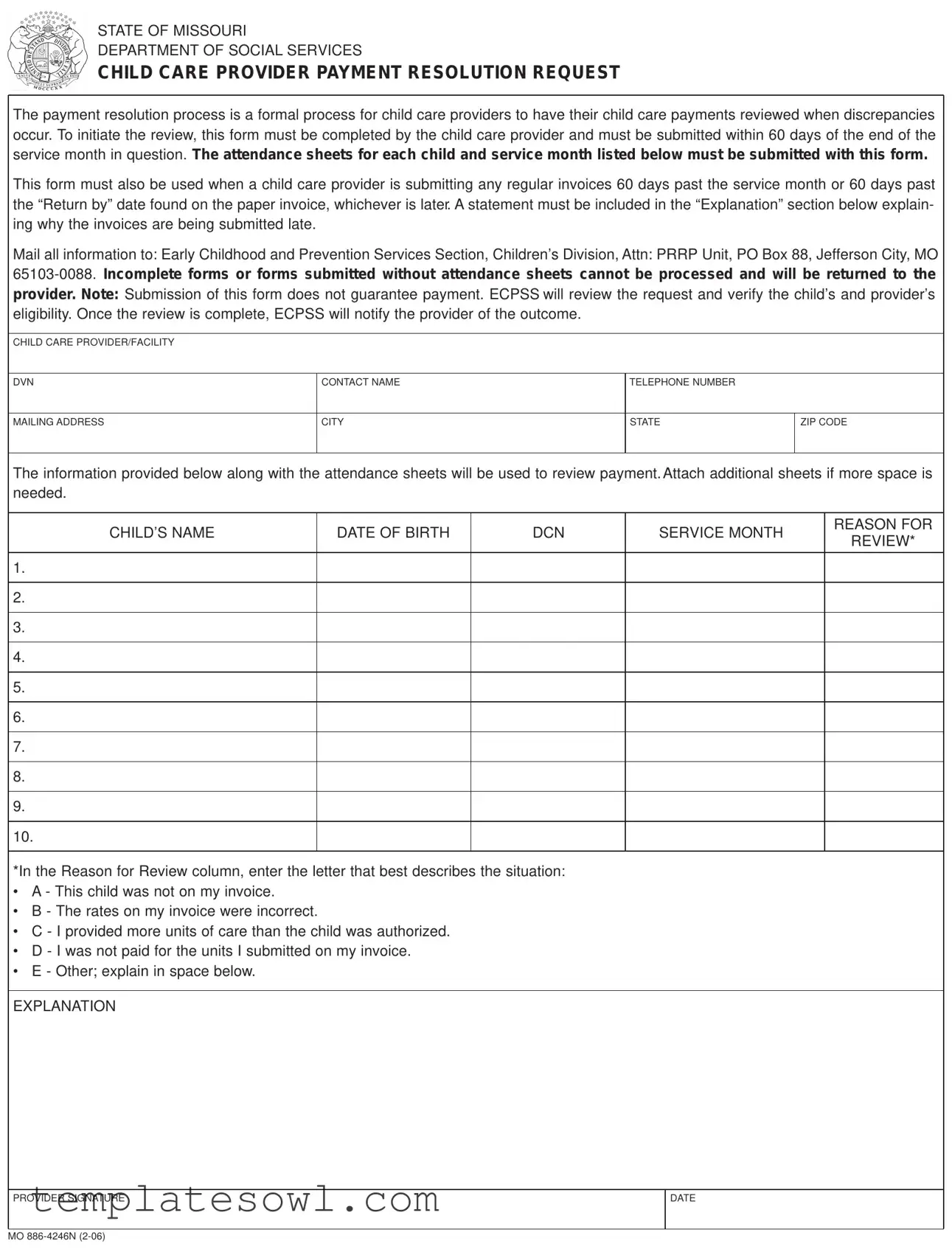 Fill Out Your Mo 886 4246N Form