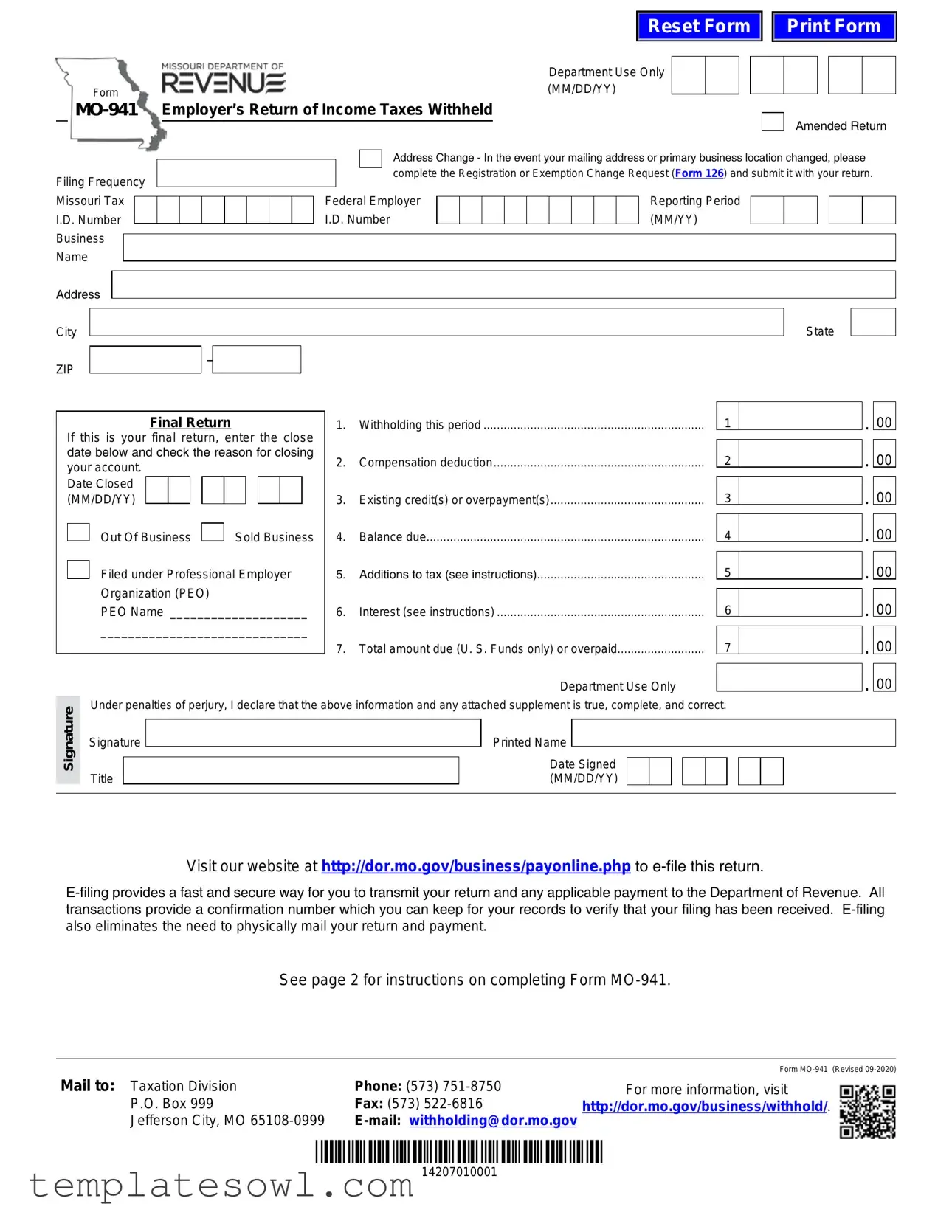 Fill Out Your Mo 941 Form