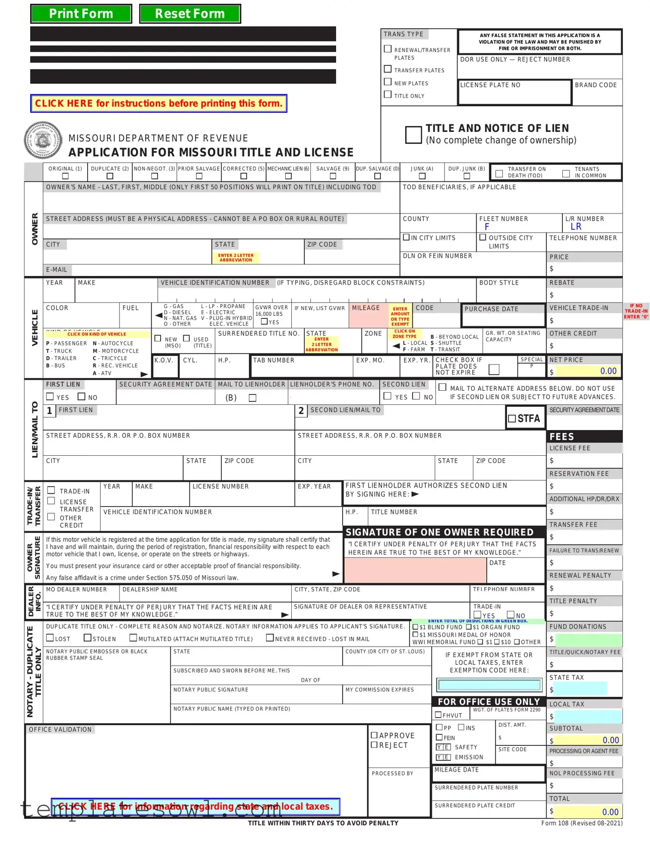 Fill Out Your Mo Application Form