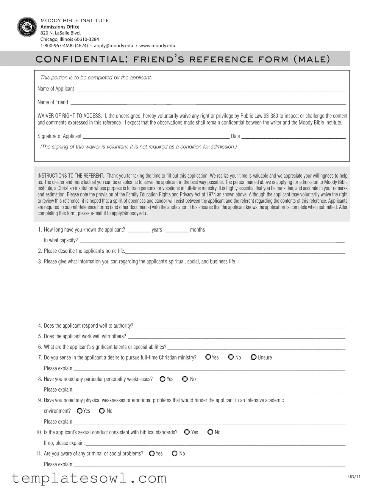 Fill Out Your Moody Reference Form
