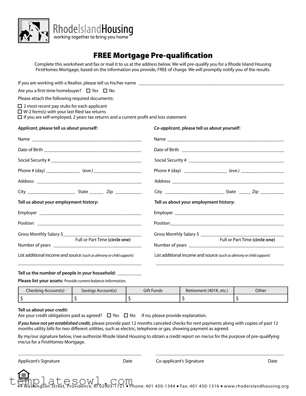 Fill Out Your Mortgage Prequalification Worksheet Form