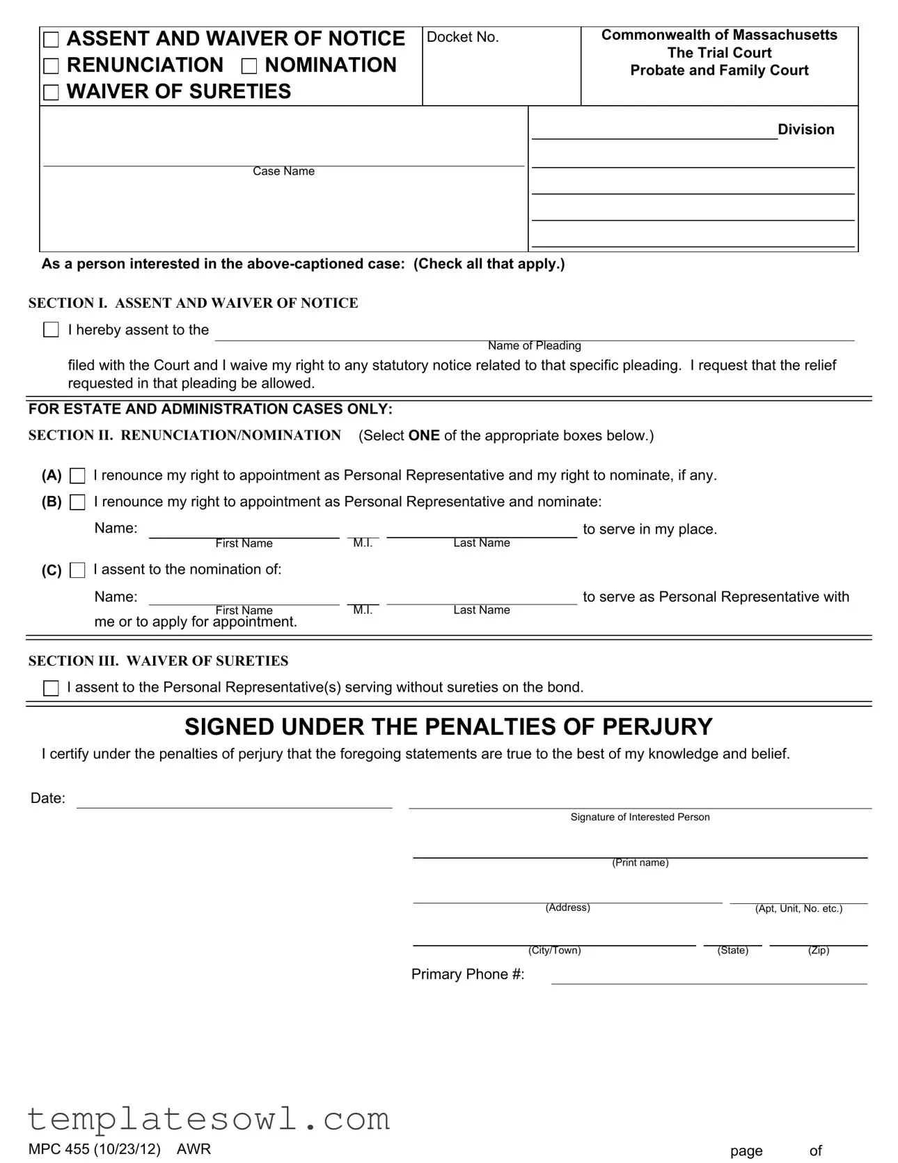 Fill Out Your Mpc 455 Form